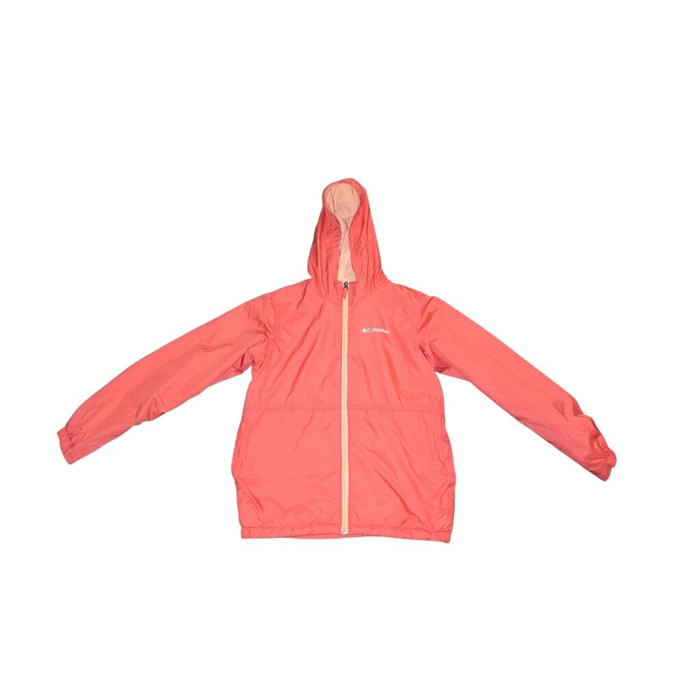Columbia Girls Center Ridge Fleece Lined Windbreaker Coral Pink Youth M NWOT
